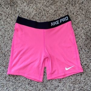 Pink Nike Pro Spandex Shorts (runs small)